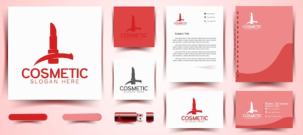 Elegant luxury lipstick logo ideas inspiration logo design template vector illustration isolated