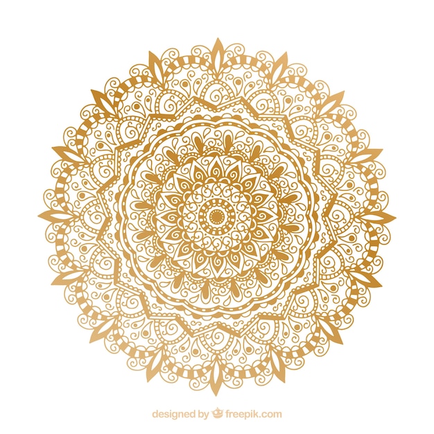 Free vector elegant mandala with golden style