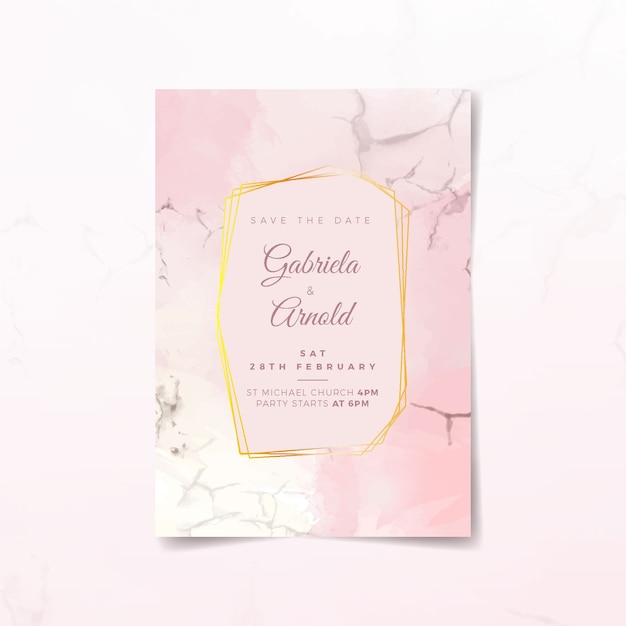 Free vector elegant marble wedding invitation template