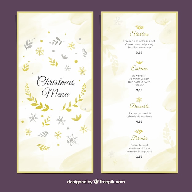 Elegante menu di natale d'oro