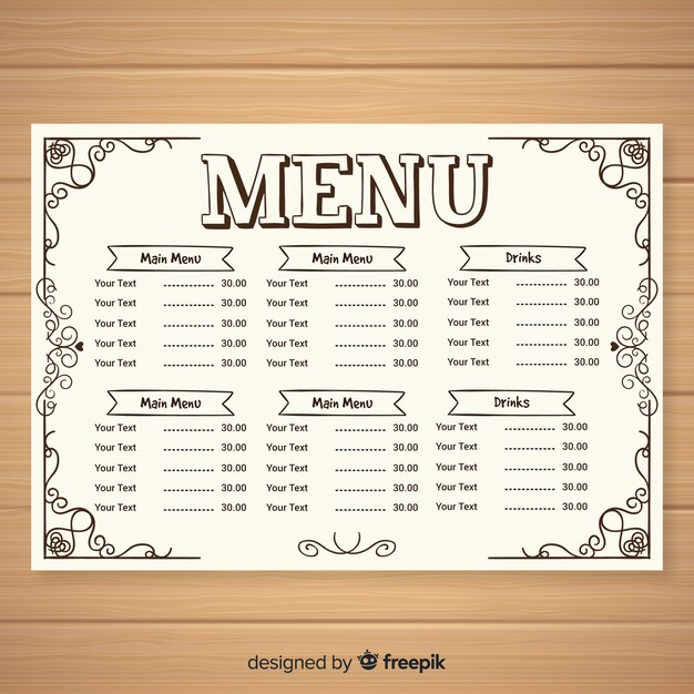 Elegant menu template vintage calligraphy