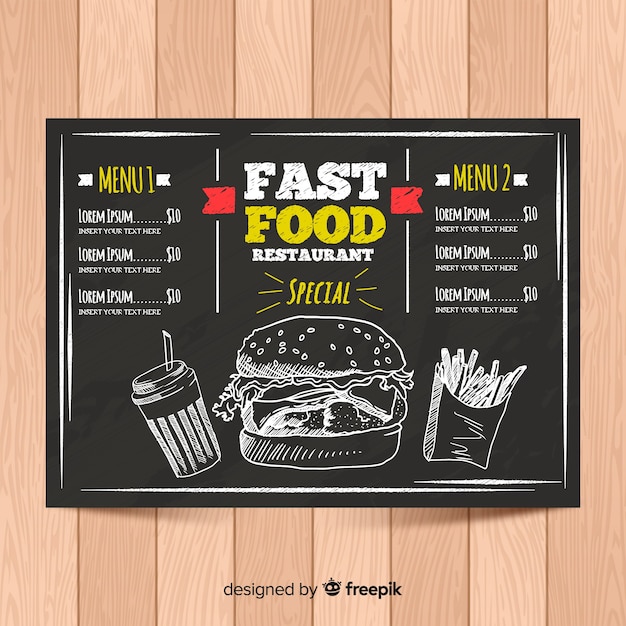 Free vector elegant menu template with chalkboard style