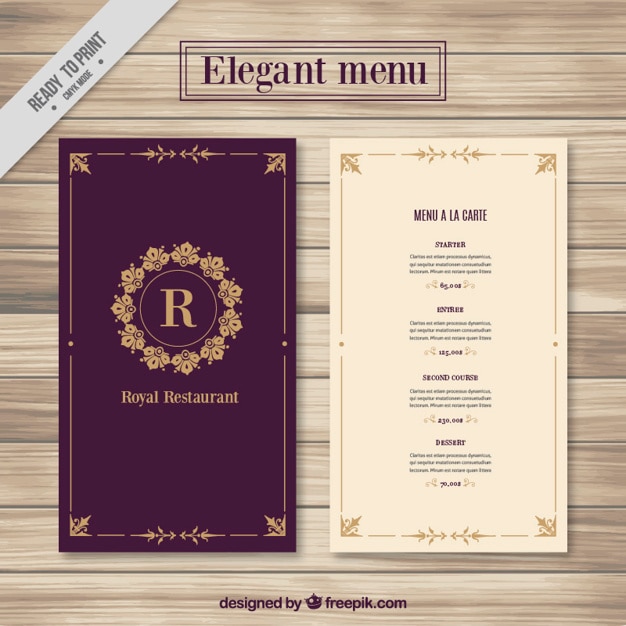 Vettore gratuito template menu elegante