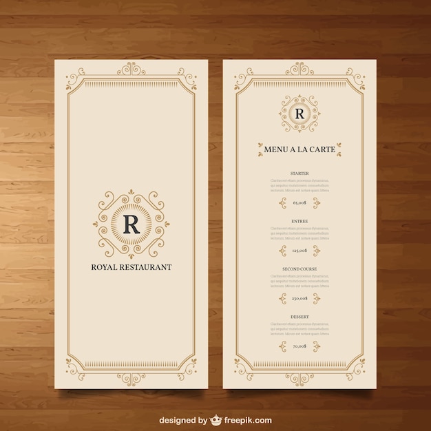 Elegant menu