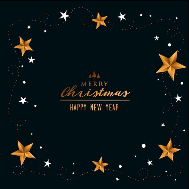 Elegant merry christmas background with golden stars decoration