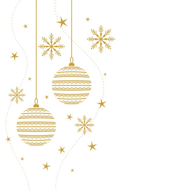 Elegant merry christmas decorative background in white and gold colors