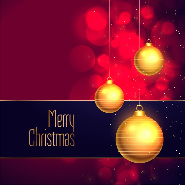 Elegant merry christmas hanging golden ball decoration background