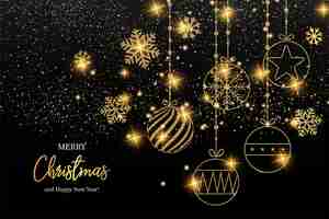 Free vector elegant merry christmas and happy new year greeting card