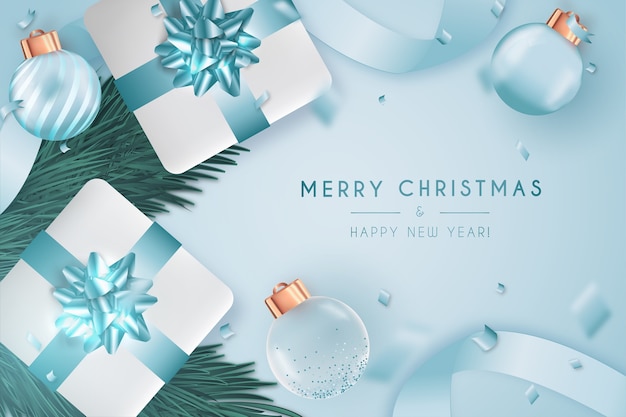 Elegant Merry Christmas and New Year Card with Pantone Design