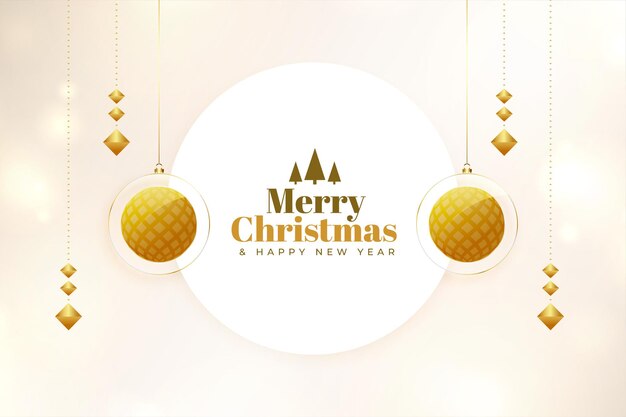 Elegant merry christmas ornamental golden greeting design