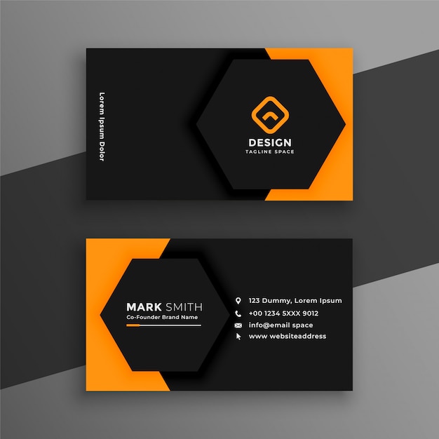 Free vector elegant minimal black and yellow business card template