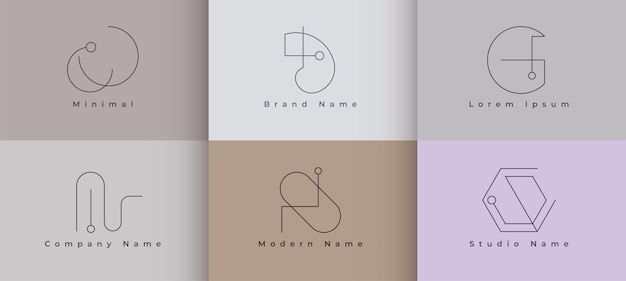 Elegant minimal logo design set of six