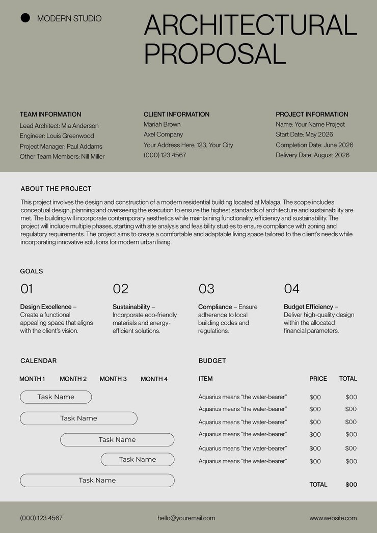 Free Vector elegant minimalist architecture proposal