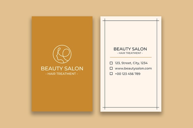 Free vector elegant minimalist gold beauty salon vertical business card