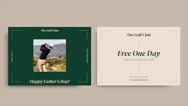 Vettore gratuito modello di certificati regalo per la festa del papà da golf minimalista elegante