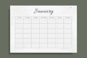 Free vector elegant minimalist leaves weekly blank calendar