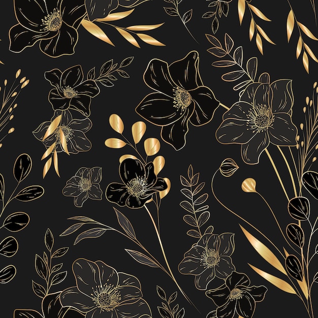 elegant minimalist luxury gold floral seamless pattern