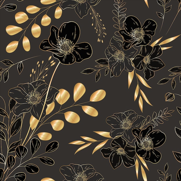 elegant minimalist luxury gold floral seamless pattern