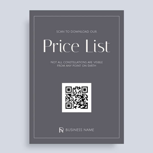 Elegante listino prezzi minimalista per piccole imprese con codice qr