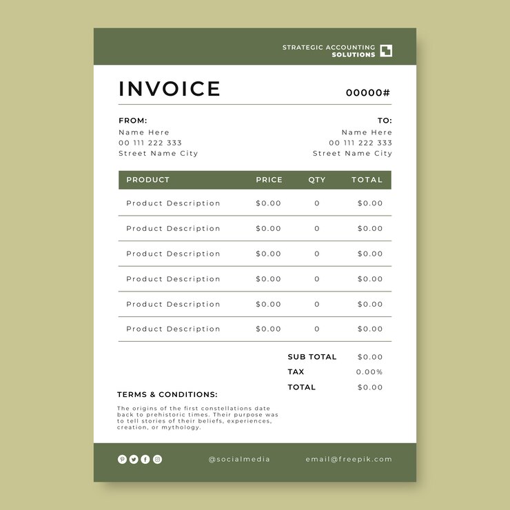 Free Vector elegant minimalist strategic accounting solutions invoice