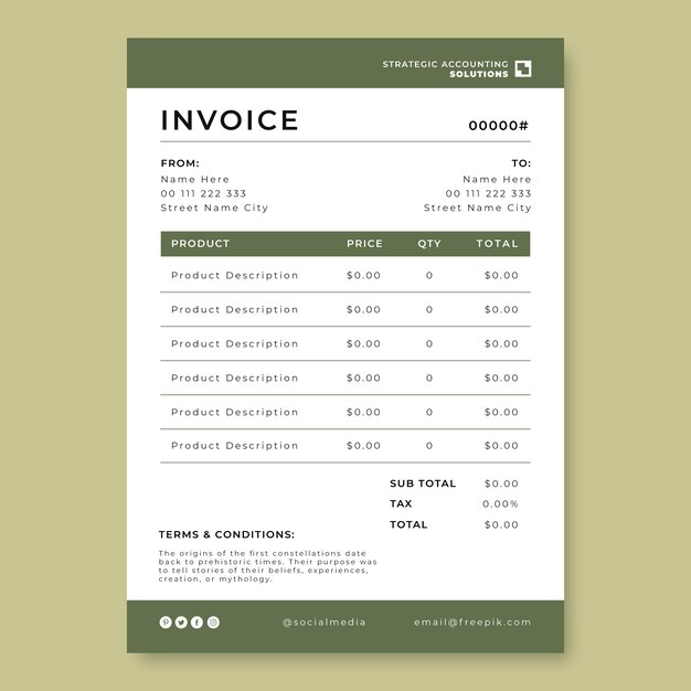 Elegant minimalist strategic accounting solutions invoice