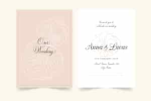 Free vector elegant minimalistic floral wedding invitation template