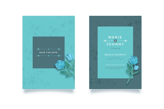 Free vector elegant minimalistic floral wedding invitation template