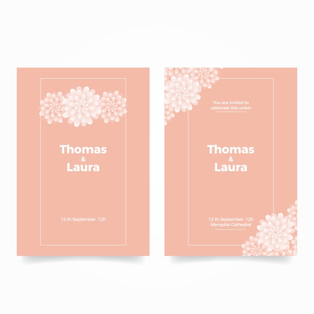 Free vector elegant minimalistic floral wedding invitation template