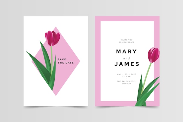 Free vector elegant minimalistic floral wedding invitation