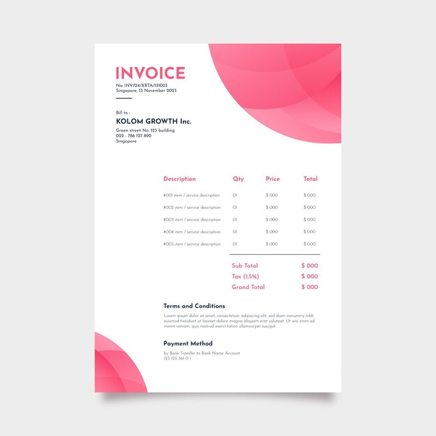 Elegant and modern invoice template