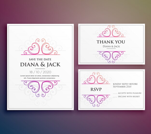 Elegant modern wedding invitation set