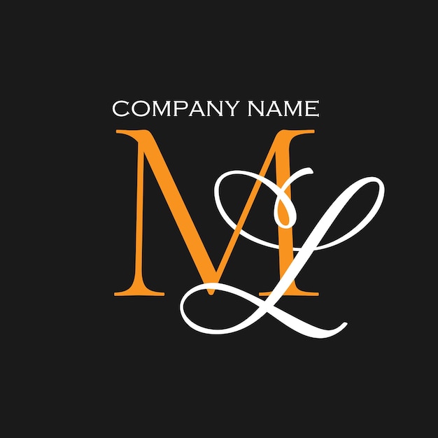 Elegante design del logo monogramma con le lettere m e l