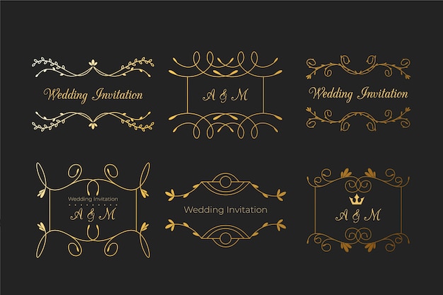 Elegant monograms for wedding with ornaments