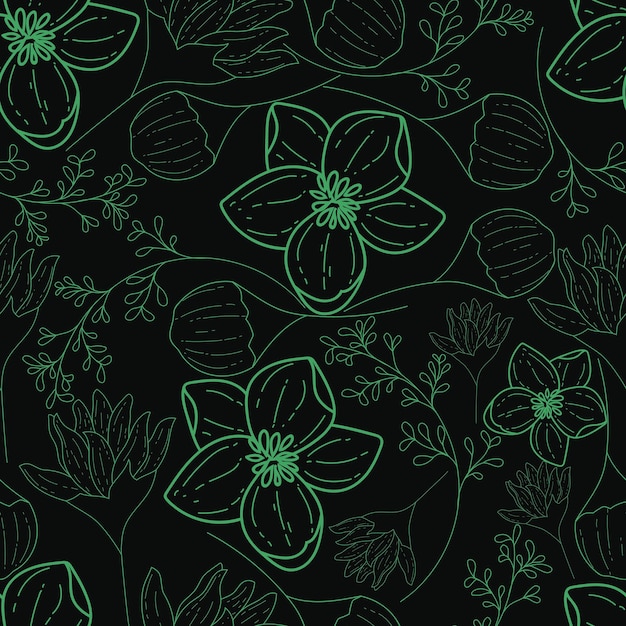 elegant monoline floral seamless pattern design