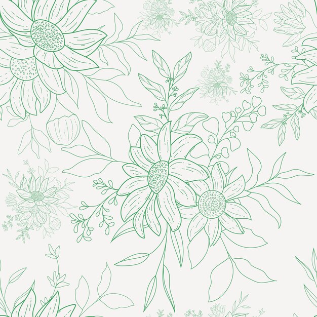 elegant monoline floral seamless pattern design