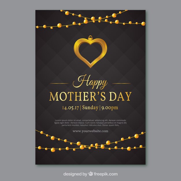 Elegant mother's day card with golden details