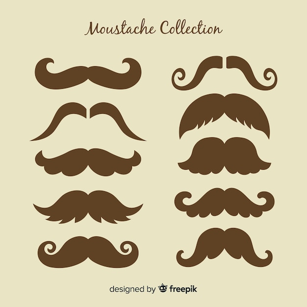 Free vector elegant moustache collection with vintage style