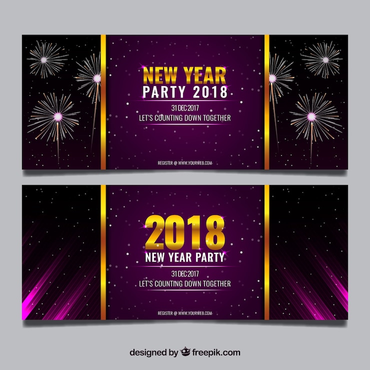 무료 Vector 우아한 새해 2018 배너