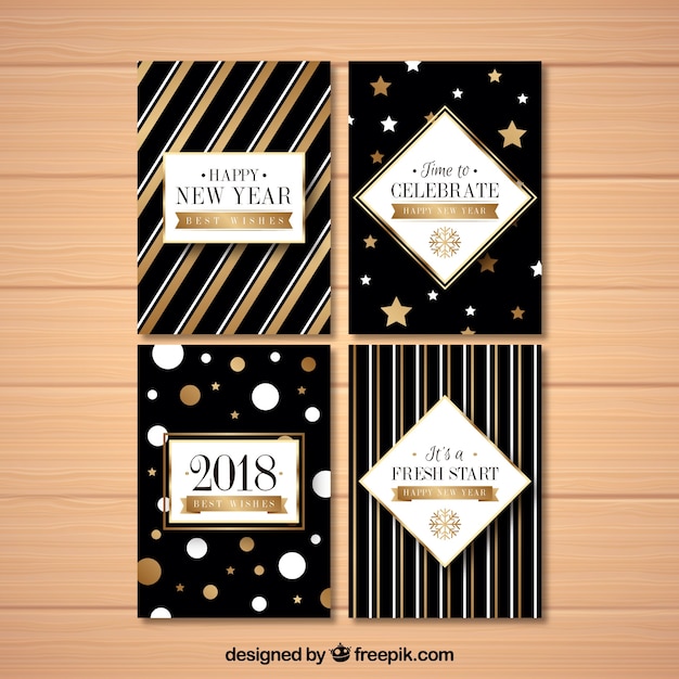 Elegant new year 2018 cards in black