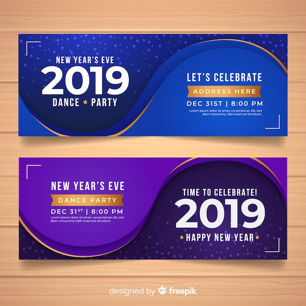 Free vector elegant new year 2019 banners