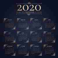 Free vector elegant new year 2020 calendar