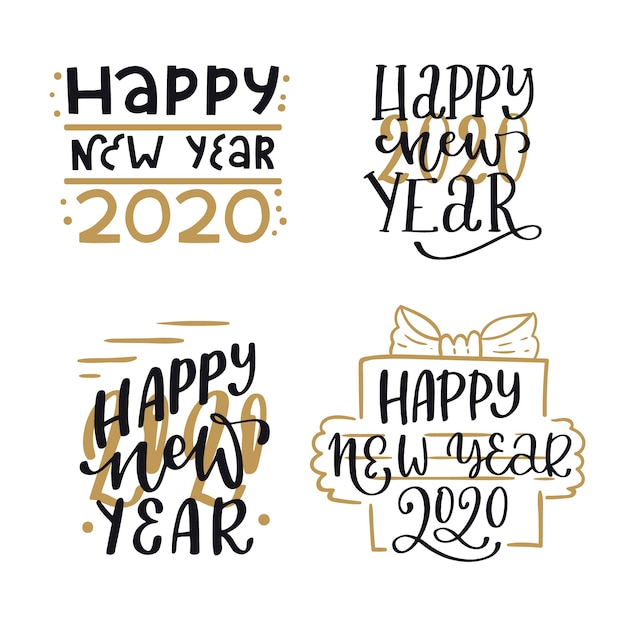 Elegant new year 2020 lettering collection