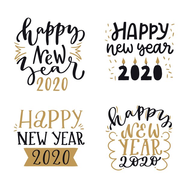 Elegant new year 2020 lettering set