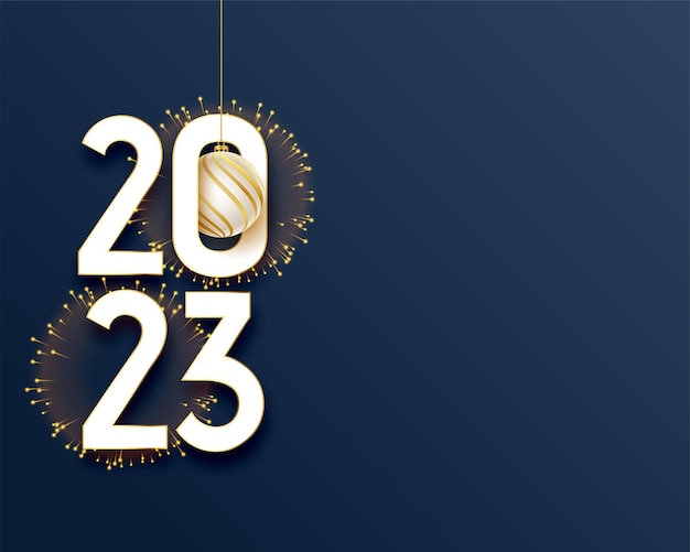 Vettore gratuito elegante sfondo blu del nuovo anno 2023 con design di fuochi d'artificio e spazio di testo