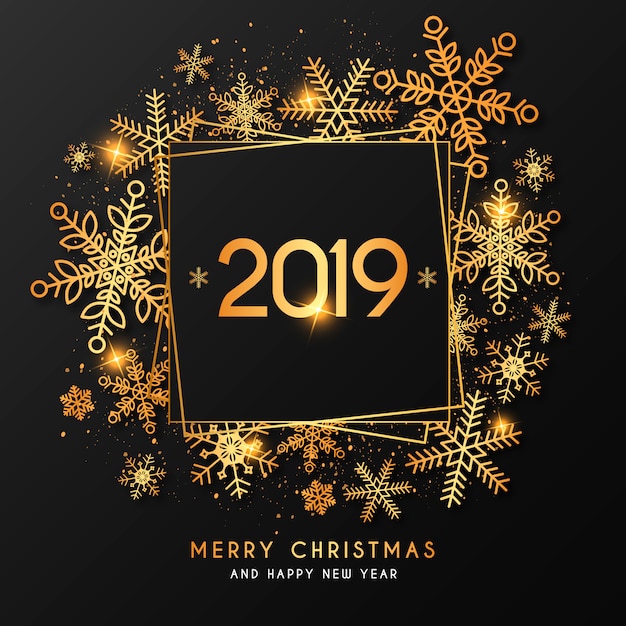 Elegant new year background with golden frame