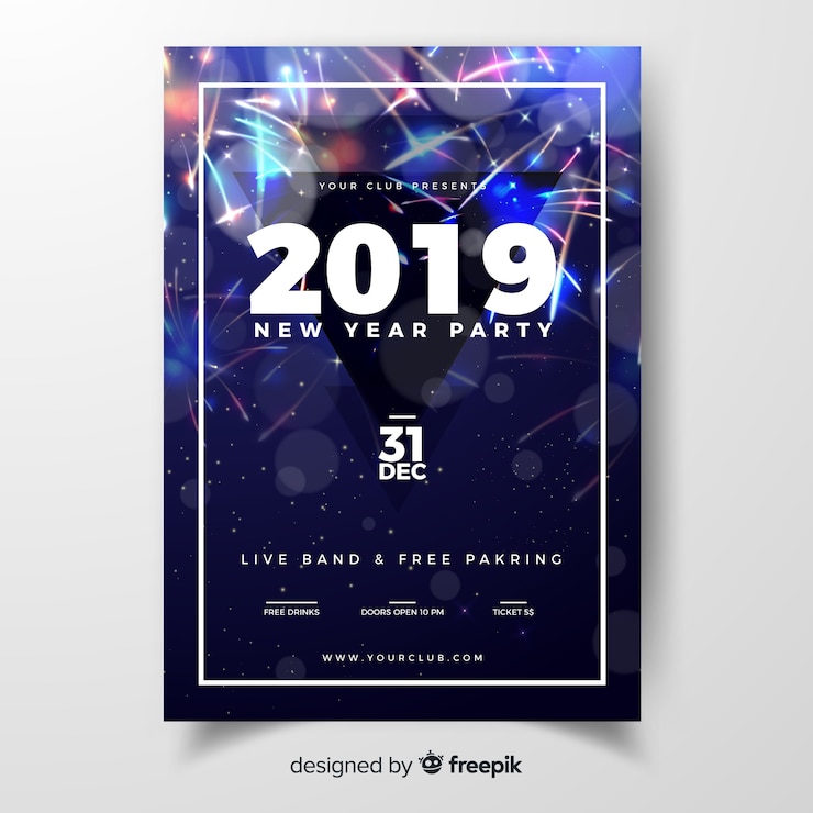 Free Vector elegant new year party banners with realistic design