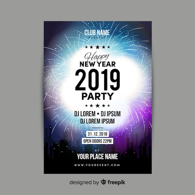 Free vector elegant new year party flyer template