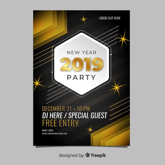 Elegant new year party flyer template