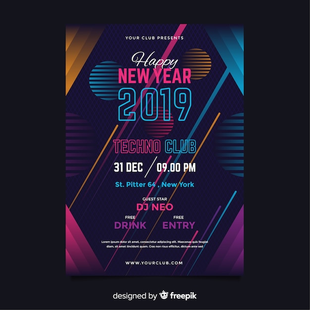 Elegant new year party poster template