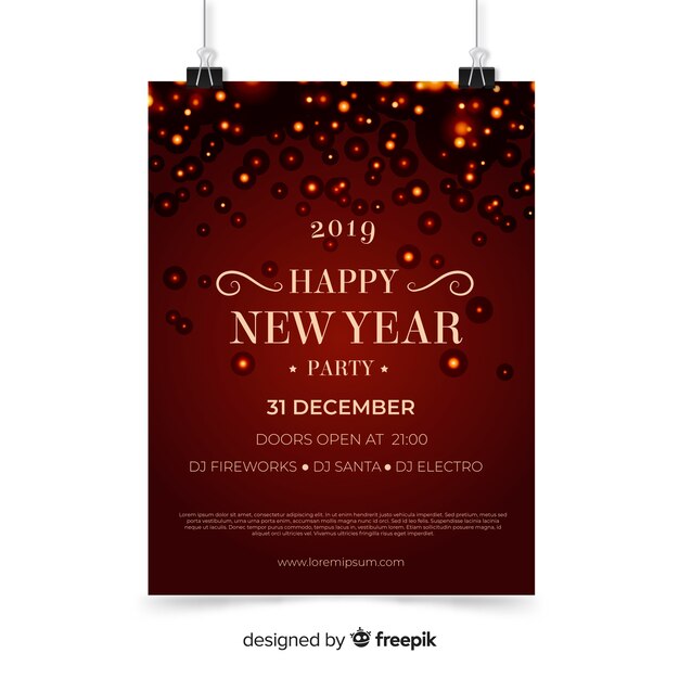 Elegant new year party poster with realistic design
